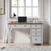 14 Karat Home Inc. Asher Built in Outlets Desktop Riser Desk w/ Storage Drawer Wood in White | 50 W x 23 D in | Wayfair DKHE0990-WTE-AB