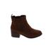 Lane Bryant Ankle Boots: Chelsea Boots Chunky Heel Boho Chic Brown Print Shoes - Women's Size 9 Plus - Almond Toe