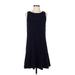 Ann Taylor LOFT Casual Dress - Mini Crew Neck Sleeveless: Blue Solid Dresses - Women's Size Small