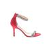 Nina Heels: Slip On Stiletto Cocktail Red Shoes - Women's Size 7 1/2 - Open Toe