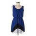 Sweet Storm Casual Dress - Mini Scoop Neck Sleeveless: Blue Solid Dresses - Women's Size Large