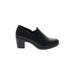 Dream Pairs Heels: Slip On Chunky Heel Minimalist Black Solid Shoes - Women's Size 8 1/2 - Round Toe