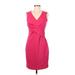 Tahari Cocktail Dress - Party V Neck Sleeveless: Pink Solid Dresses - Women's Size 6