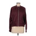 Free People Track Jacket: Short Burgundy Solid Jackets & Outerwear - Women's Size Medium