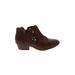 SODA Ankle Boots: Brown Print Shoes - Women's Size 8 1/2 - Round Toe