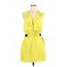 RACHEL Rachel Roy Casual Dress - Mini V-Neck Sleeveless: Yellow Solid Dresses - Women's Size 6