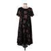 Lularoe Casual Dress - Midi Scoop Neck Short sleeves: Black Print Dresses - Women's Size Large