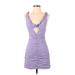 For Love & Lemons Cocktail Dress - Bodycon Plunge Sleeveless: Purple Solid Dresses - New - Women's Size X-Small