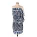 BCBGMAXAZRIA Casual Dress - Mini: Blue Dresses - Women's Size Small