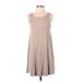 Forever 21 Casual Dress - Mini Scoop Neck Sleeveless: Tan Print Dresses - Women's Size Small