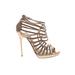 Jimmy Choo Heels: Gladiator Stiletto Bohemian Gold Solid Shoes - Women's Size 38 - Open Toe