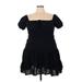 Shein Casual Dress - A-Line Square Short sleeves: Black Print Dresses - Women's Size 3X