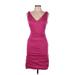 Nicole Miller Artelier Casual Dress - Party V Neck Sleeveless: Burgundy Print Dresses - Women's Size 8