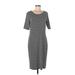 Lularoe Cocktail Dress - Sheath Scoop Neck Short sleeves: Gray Print Dresses - Women's Size Large