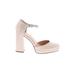 Madden Girl Heels: Pumps Chunky Heel Cocktail Ivory Solid Shoes - Women's Size 9 1/2 - Round Toe