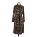 BP. Casual Dress - A-Line Collared 3/4 sleeves: Brown Print Dresses - New - Women's Size Large