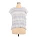 Cynthia Rowley TJX Short Sleeve Blouse: Gray Stripes Tops - Women's Size X-Large