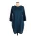 Rosie Pope Casual Dress - Shift Crew Neck 3/4 sleeves: Teal Print Dresses - Women's Size X-Large Maternity