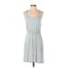 Cynthia Rowley TJX Casual Dress Scoop Neck Sleeveless: Gray Print Dresses - Women's Size Small