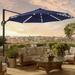 Arlmont & Co. Musli 11' Lighted Cantilever Sunbrella Umbrella w/ Weight Base in Blue/Navy | Wayfair 3D111EC457BC4C3282865DF5A4A01C87