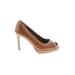 Daisy Fuentes Heels: Slip-on Stiletto Cocktail Brown Solid Shoes - Women's Size 6 1/2 - Round Toe