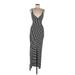 Lovely Day Casual Dress V Neck Sleeveless: Black Stripes Dresses - Women's Size Medium