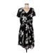 Merona Casual Dress V Neck Short sleeves: Black Floral Dresses - Women's Size Large