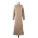 MNG Casual Dress - Sweater Dress Mock 3/4 sleeves: Tan Solid Dresses - Women's Size X-Small