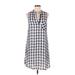 Cloth & Stone Casual Dress - Mini Collared Sleeveless: Gray Checkered/Gingham Dresses - Women's Size Medium