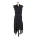 NANETTE Nanette Lepore Casual Dress - A-Line V-Neck Sleeveless: Black Print Dresses - Women's Size 8