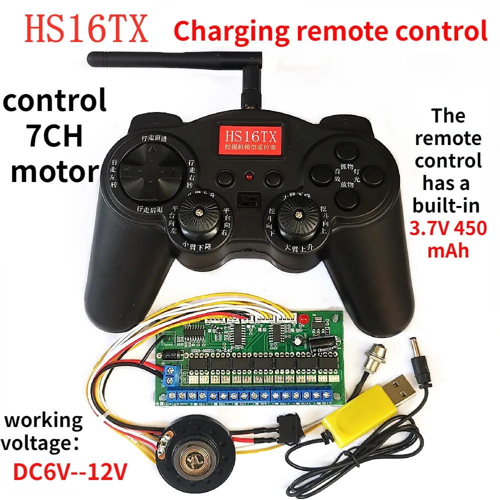 DIY Auto Roboter Modell Bagger Radio Controlling-System 2,4G 16CH Fernbedienung 3,7 V Sender 6V-12V Erhalt Bord Image