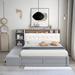 Latitude Run® Low Profile Platform Bed w/ Upholstery Headboard, Storage Shelves, 2 Drawers & Usb Charging in Gray | Wayfair