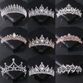 Diadema per capelli da sposa diadema da sposa in cristallo corona Color argento diadema velo diadas