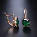 Klassische Oval Grün Stein 585 Rose Gold Farbe Runde Kristall Stud Ohrringe Für Frauen Mode Elegante