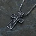 Retro Jesus Kreuzigung Kreuz Halskette Für Männer Frauen 316L Edelstahl Östlichen Orthodoxen