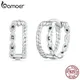 BAMOER 925 Sterling Silver Small Hoop Earrings 14K White Gold Plated Double Layer Curb Chain Huggie
