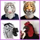 1PC Funny Horse Tiger Zebra Red Rooster Full Head Mask Animal Latex Full Face Masks Halloween party