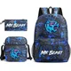 3PCS Set Anime Bag Mr Beast Lightning Cat 3D Pink Backpack Primary Middle School Students Boy Girl