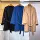 RosEvans Winter Cashmere Coat Women Mid-length Wool Coat Jackets Water Ripples New Autumn 20%