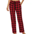 Red Black Plaid Pajama Pants Men Lounging Relaxed House Sleep Bottoms Mens Flannel Cotton Drawstring