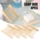 4pcs Natural Bamboo Soap Dishes Bamboo Bath Soap Holder Case Tray Prevent Mildew Drain Soap Box