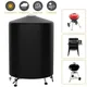 Outdoor Black Waterproof BBQ Cover Heavy Duty Dust Protective Grill Cover Fire Pit Stove Round Gas