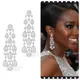 14K White Gold Vintage Dubai Diamond Dangle Earring Wedding Drop Earrings for Women Bridal Promise