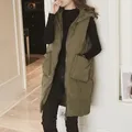 Women Polyester Waistcoat Stylish Women's Hooded Sleeveless Vest Coat with Pockets Autumn Winter