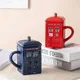 Who Tardis Creative Police Box Mug Funny Ceramic Coffee Tea Cup With Spoon Gift Box In Blue and Milk