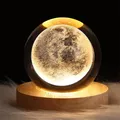 Veilleuse LED USB boule de cristal galAct lampe de table 3D planète lune chambre décoration