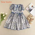 Bear Leader-Robe d'été coréenne pour enfants nouvelle collection 2023 jupe imprimée à fleurs à la