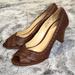 Coach Shoes | Coach Leather Peep-Toe Heels Sz 9.0 | Color: Brown/Tan | Size: 9
