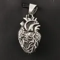 Collier pendentif coeur anatomique en acier au titane plaqué or 18 carats pour hommes bijoux