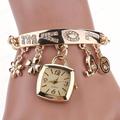 Women's Bracelet Watch Love Alphabet Alloy Quartz Watch Flower Decor Tonneau Dress Watch Ladies Exquisite Casual Watch